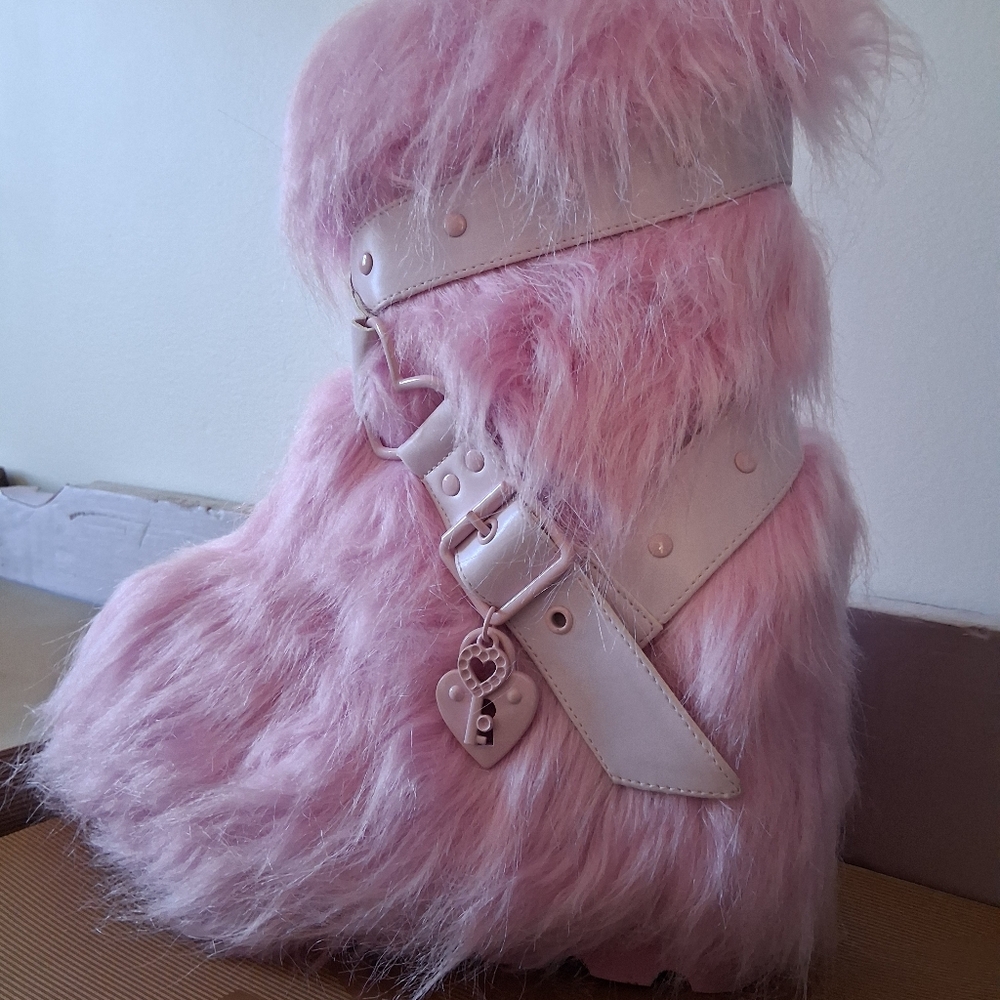 Dolls Kill Pink Furry Winter Boots